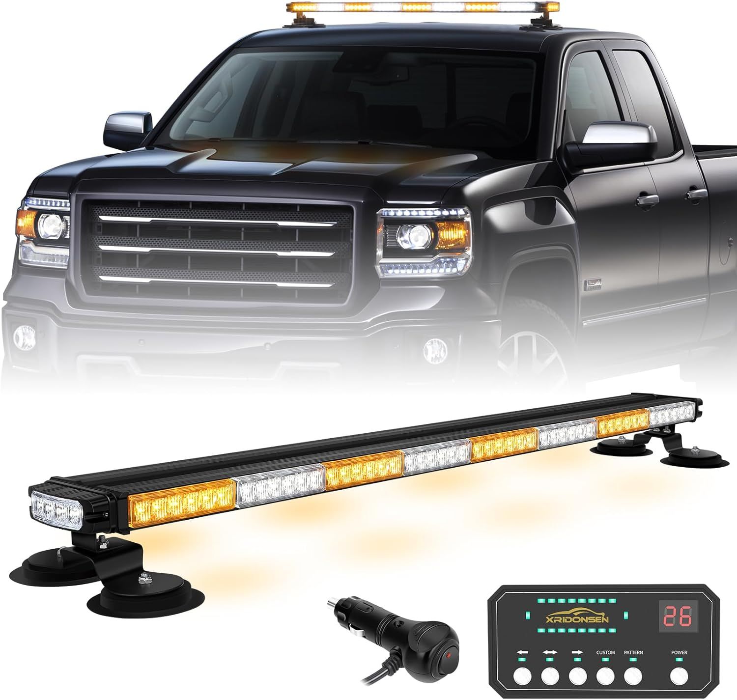37 Inch LED Strobe Light Bar 104 LED Emergency Roof Warning Light for Truck, Tow Truck &amp; Pickup