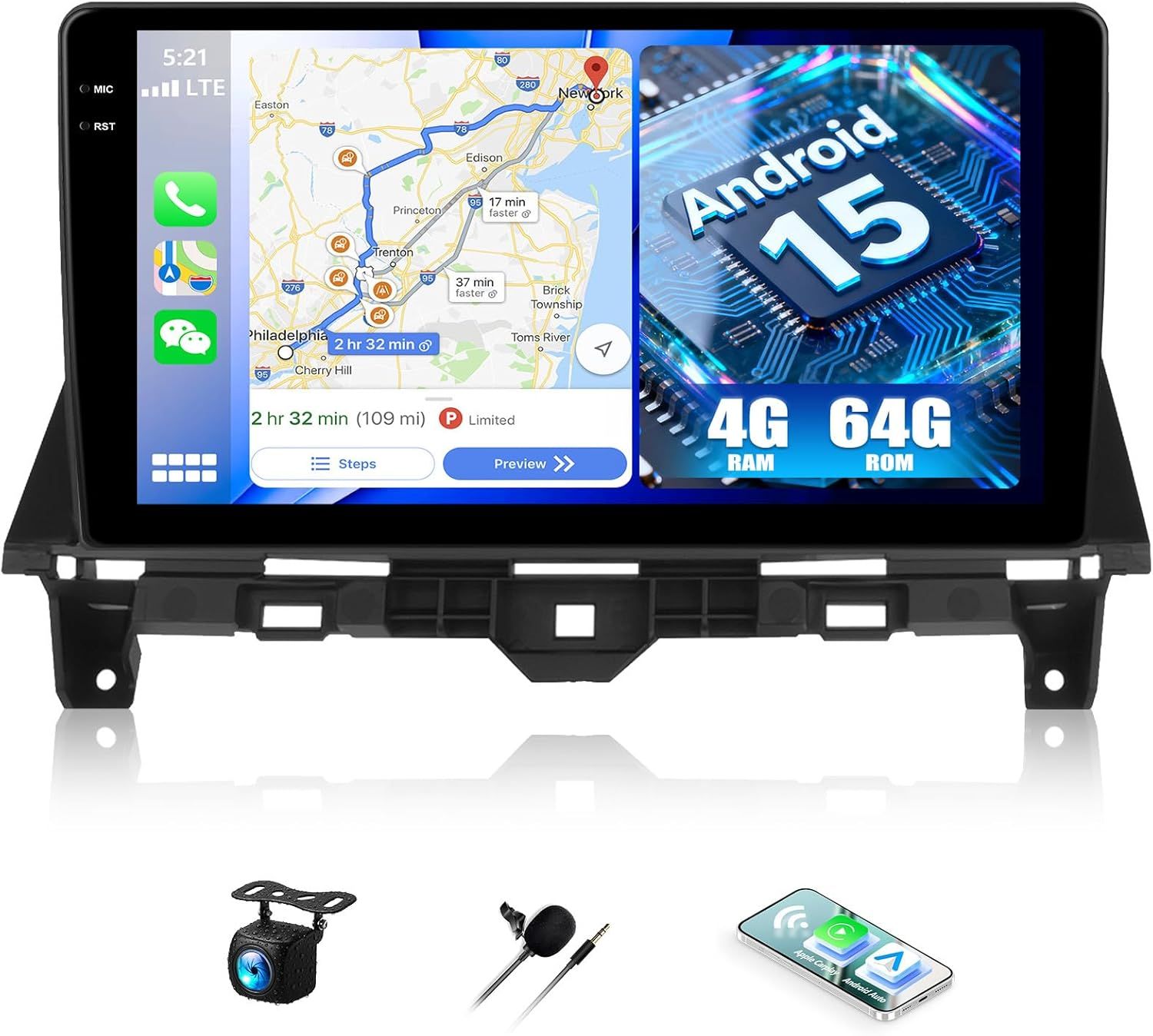 Honda Accord 2008-2013 Car Stereo 10.1 Inch with Android Auto, CarPlay, GPS &amp; Backup Camera
