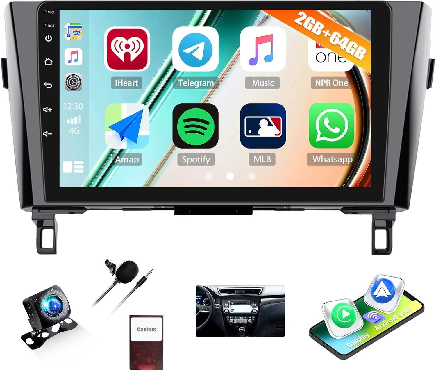 Nissan Rogue 2014-2020 Car Stereo 10 Inch Android Auto, CarPlay, Bluetooth, GPS &amp; Backup Camera
