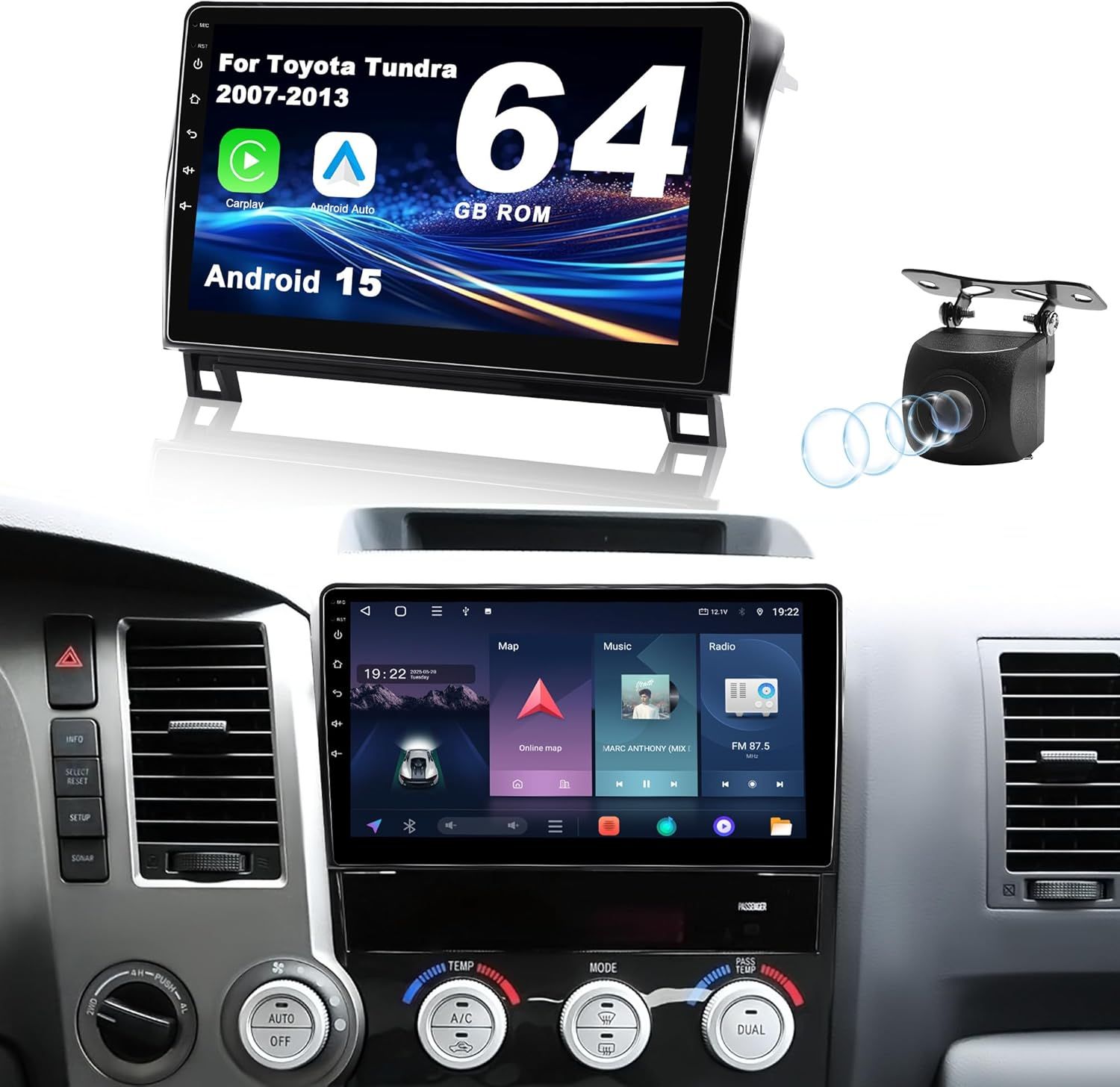 Toyota Tundra 2007-2013/Toyota Sequoia 2008-2018 Car Stereo 10Inch with CarPlay &amp; Backup Camera