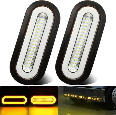 6 Inch Oval LED Trailer Lights Amber Halo Turn Signal Parking Lights 2PCS