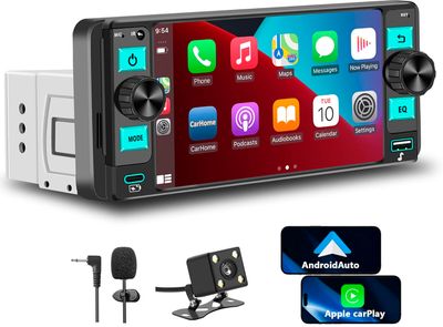 Single Din Car Stereo 7 Inch Touch Screen with Wireless CarPlay, Android Auto &amp; Backup Camera