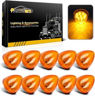 10 Pack 2 Inch Amber LED Side Marker Lights 9 LED for Trailer Truck 12V