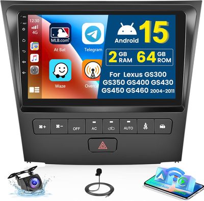 Lexus GS300 GS350 GS400 GS430 GS450 GS460 2004-2011 Touchscreen Car Stereo &amp; Backup Camera