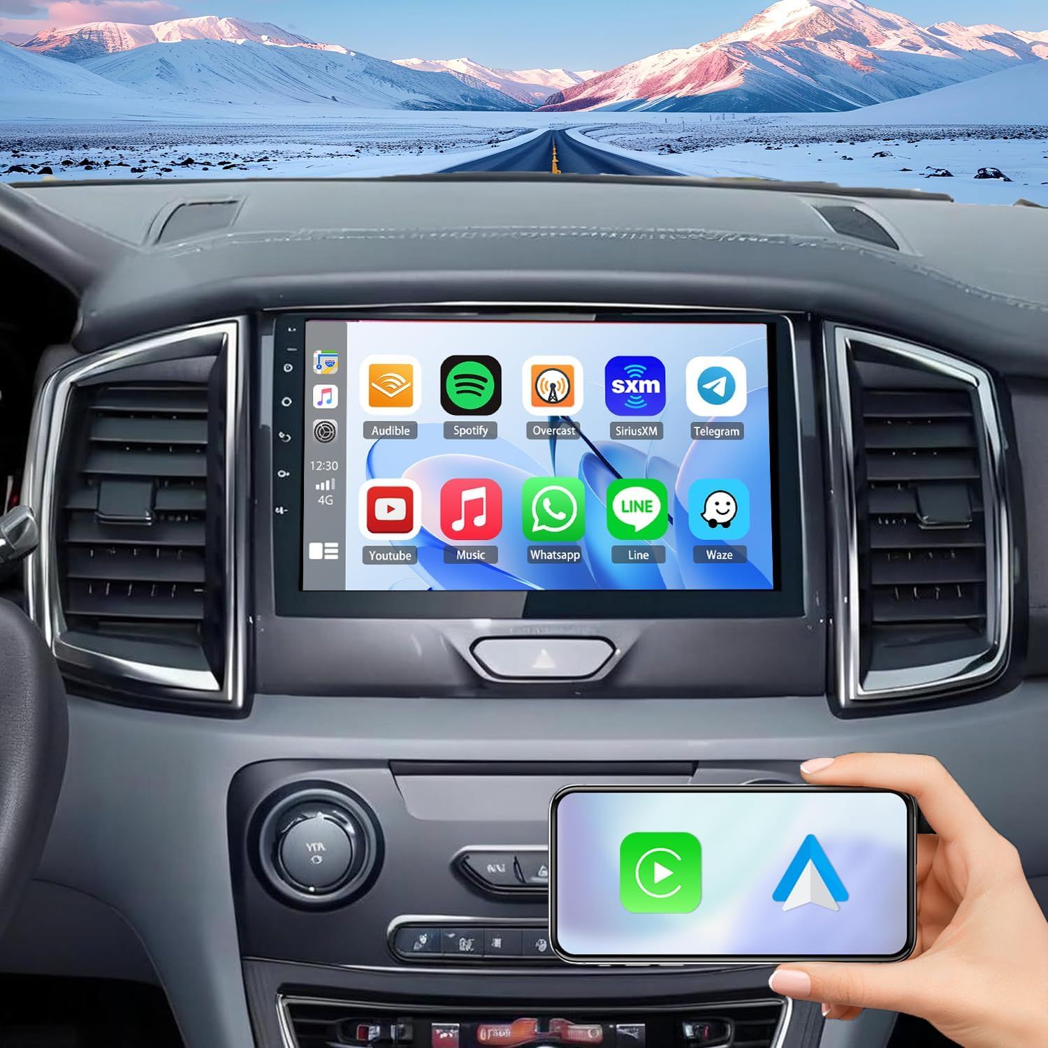 Ford Ranger 2016-2019 HD Screen 9 Inch Stereo with Wireless CarPlay, Android Auto, GPS &amp; Backup Camera