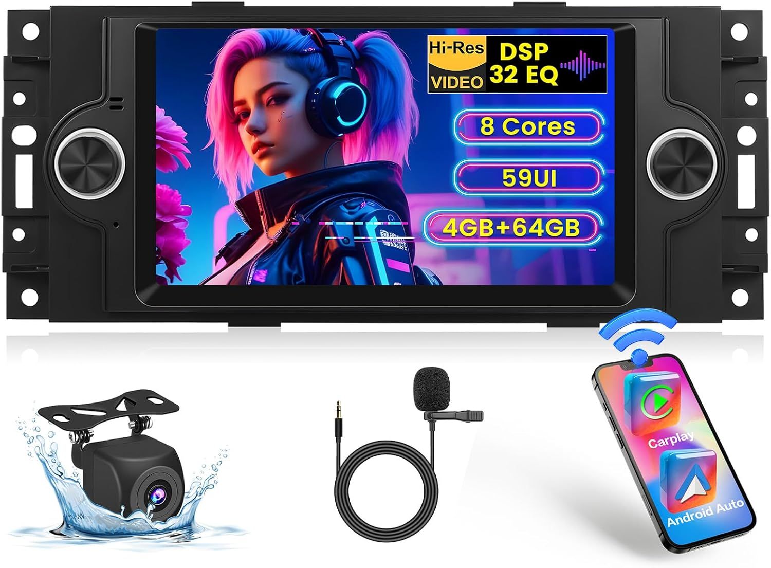 Dodge Ram 1500 2500 3500 2006-2008 HD Screen 6.2 Inch Stereo with CarPlay, GPS &amp; Backup Camera