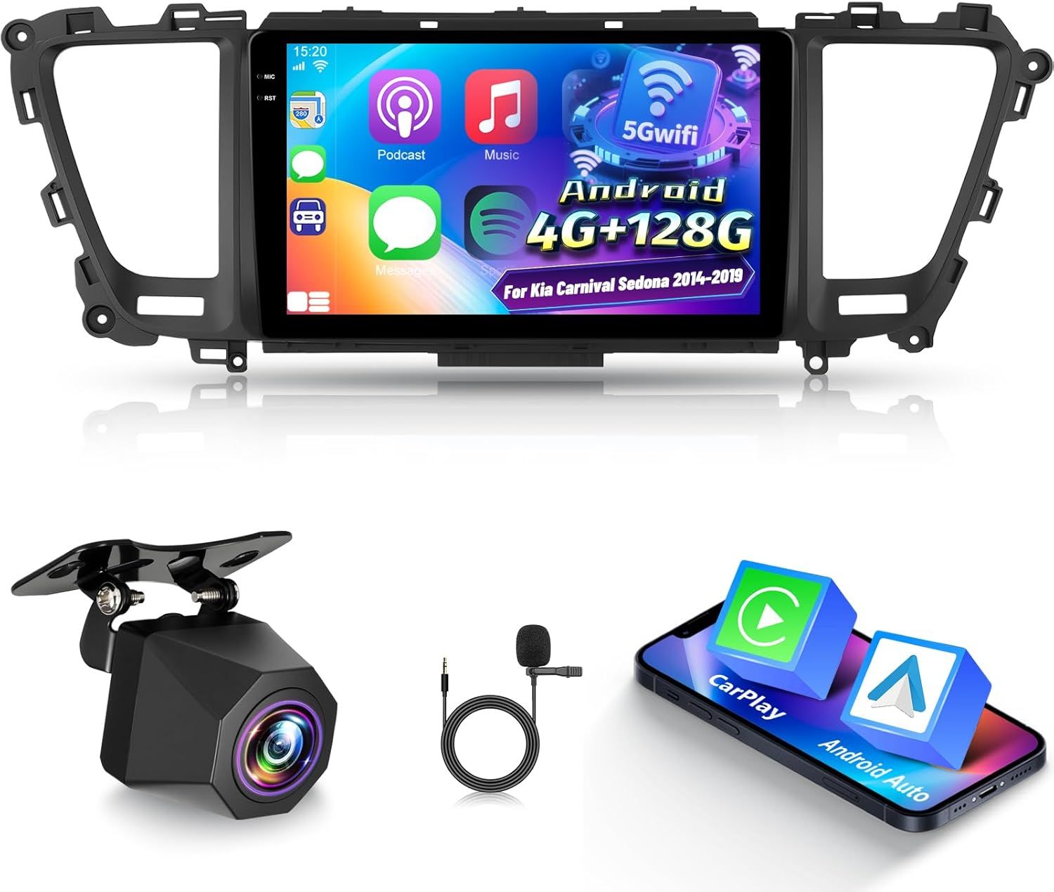 Kia Carnival Sedona 2014-2019 Touch Screen 9 Inch Stereo with Android Auto, CarPlay, GPS &amp; Backup Camera