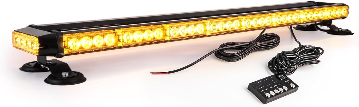 38 Inch Amber Yellow Strobe Light Bar Emergency Beacon Roof Light for Truck, Pickup &amp; Tow Vehicles