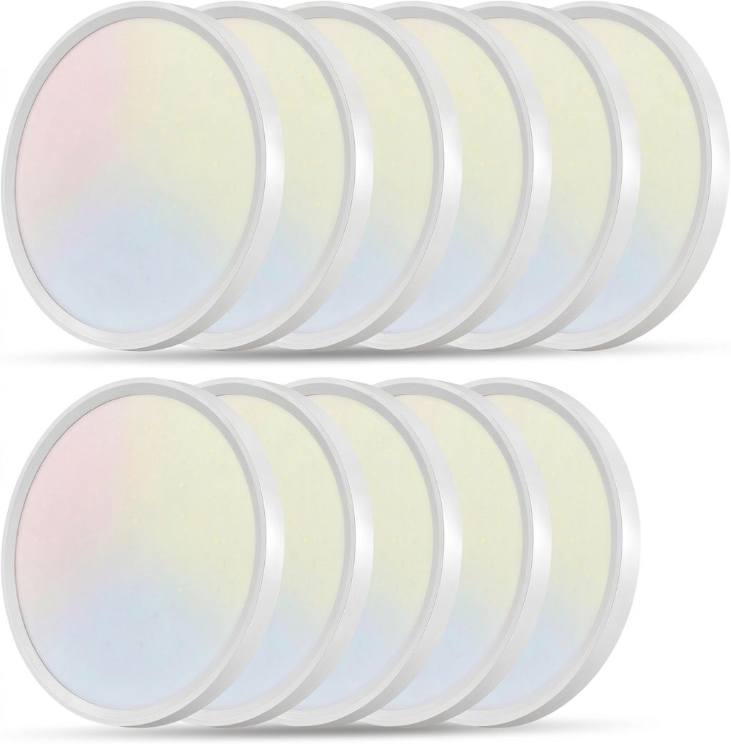 11 Pack - 12 Inch Flat LED Ceiling Fixture 24W 2520LM with 3CCT  Slim Flush Mount ( White Color)