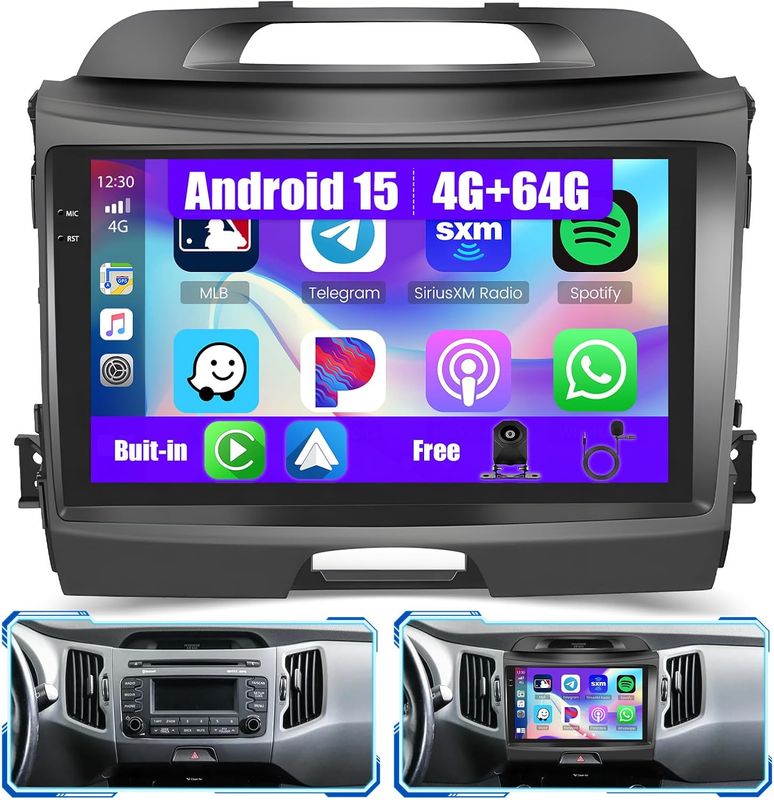 Kia Sportage 2010-2016 Touch Screen 9 Inch Stereo with Android Auto, CarPlay, GPS &amp; Backup Camera