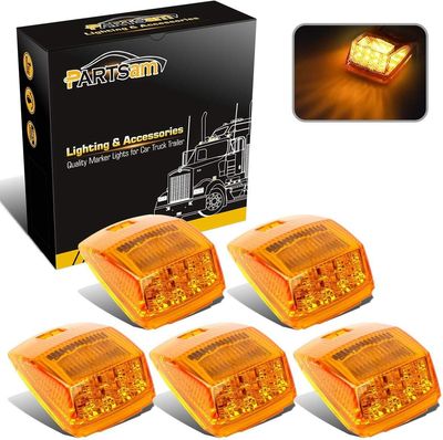 5PCS 17 LED Amber Cab Marker Roof Lights DOT Truck Trailer Top Marker Lights