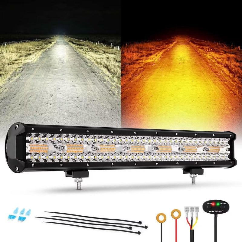 20 Inch LED Light Bar 420W Amber White Strobe 6 Modes Off Road Truck ATV UTV