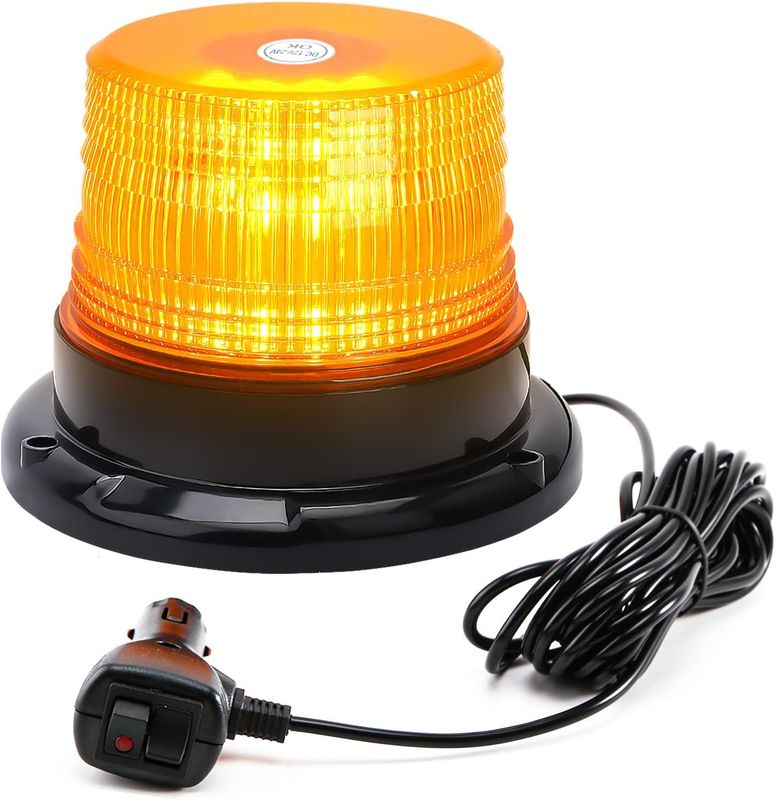 Amber Beacon Strobe Light Magnetic Base 12-24V Flashing Emergency Truck Car