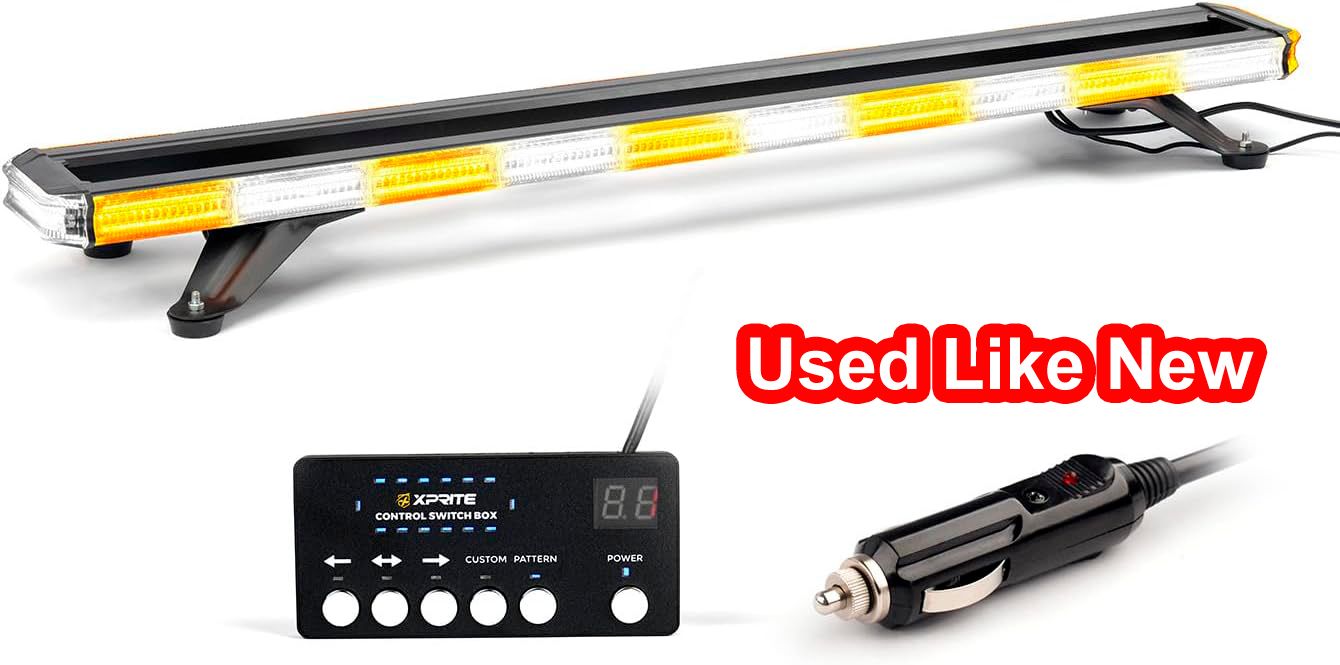 42 Inch LED Strobe Light Bar 330 LED Amber-White Emergency Truck Rooftop