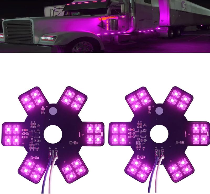 2PCS LED Air Cleaner Light Truck Hex Style Air Filter Lamp (Purple Color) 12-24V Water Proof