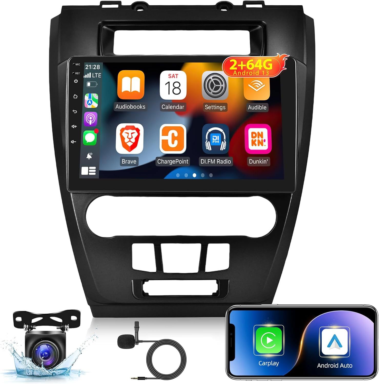 Ford Mustang 2009-2012 Touch Screen 10.1 Inch Stereo with CarPlay, GPS, Bluetooth &amp; Backup Camera