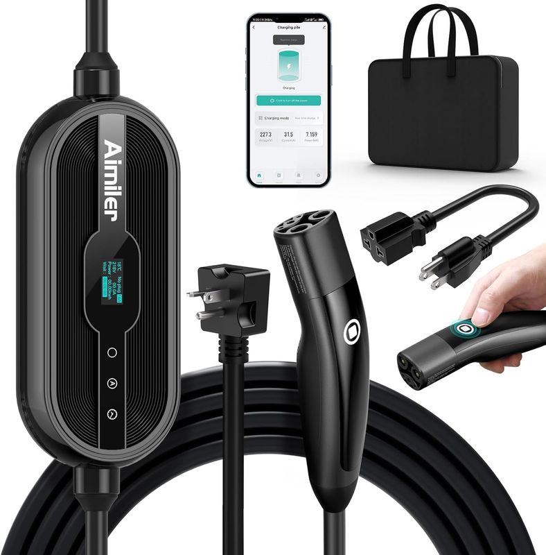 Tesla EV Charger Level 1-2 Portable 16A with 25FT Cable NACS Plug Electric Car Charger