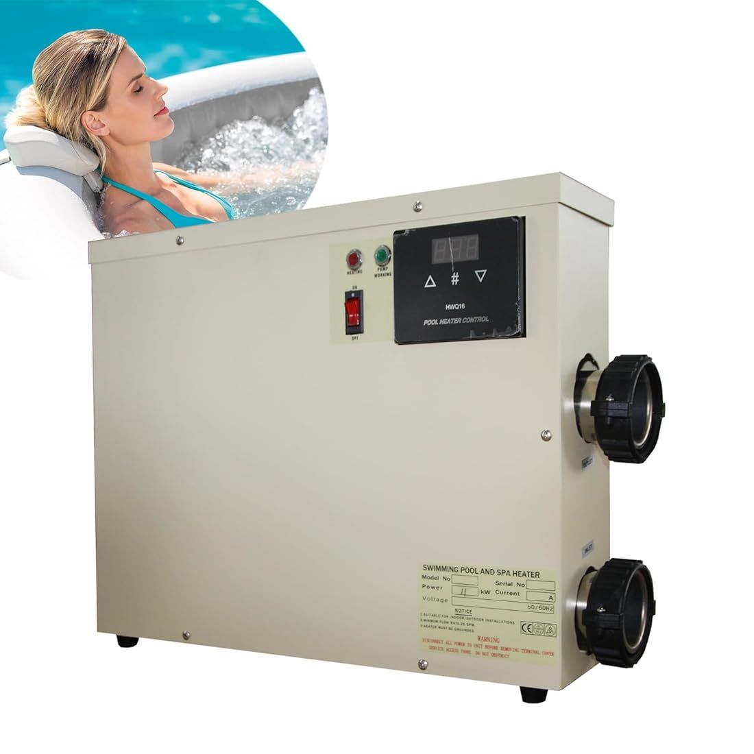 18KW Pool Heater 220V Electric Heater with Thermostat for Spa, Hot Tub &amp; In Ground Or Above Ground Pool