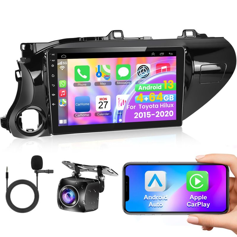 Toyota Hilux 2015-2020 Screen 9 inch Stereo with Android Auto, CarPlay, GPS, WiFi &amp; Backup Camera