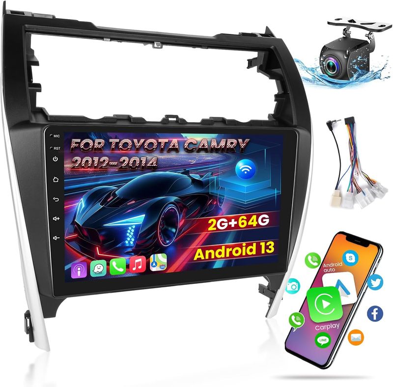 Toyota Camry 2012-2014 Screen 10.1 inch Stereo with Android Auto, CarPlay, GPS, WiFi &amp; Backup Camera