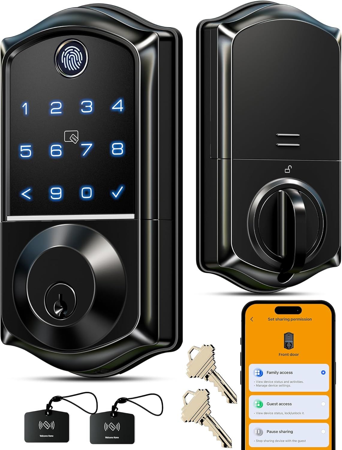 Smart Door Lock Fingerprint Keyless Entry with Touchscreen, App Control &amp; Auto Lock Front Door