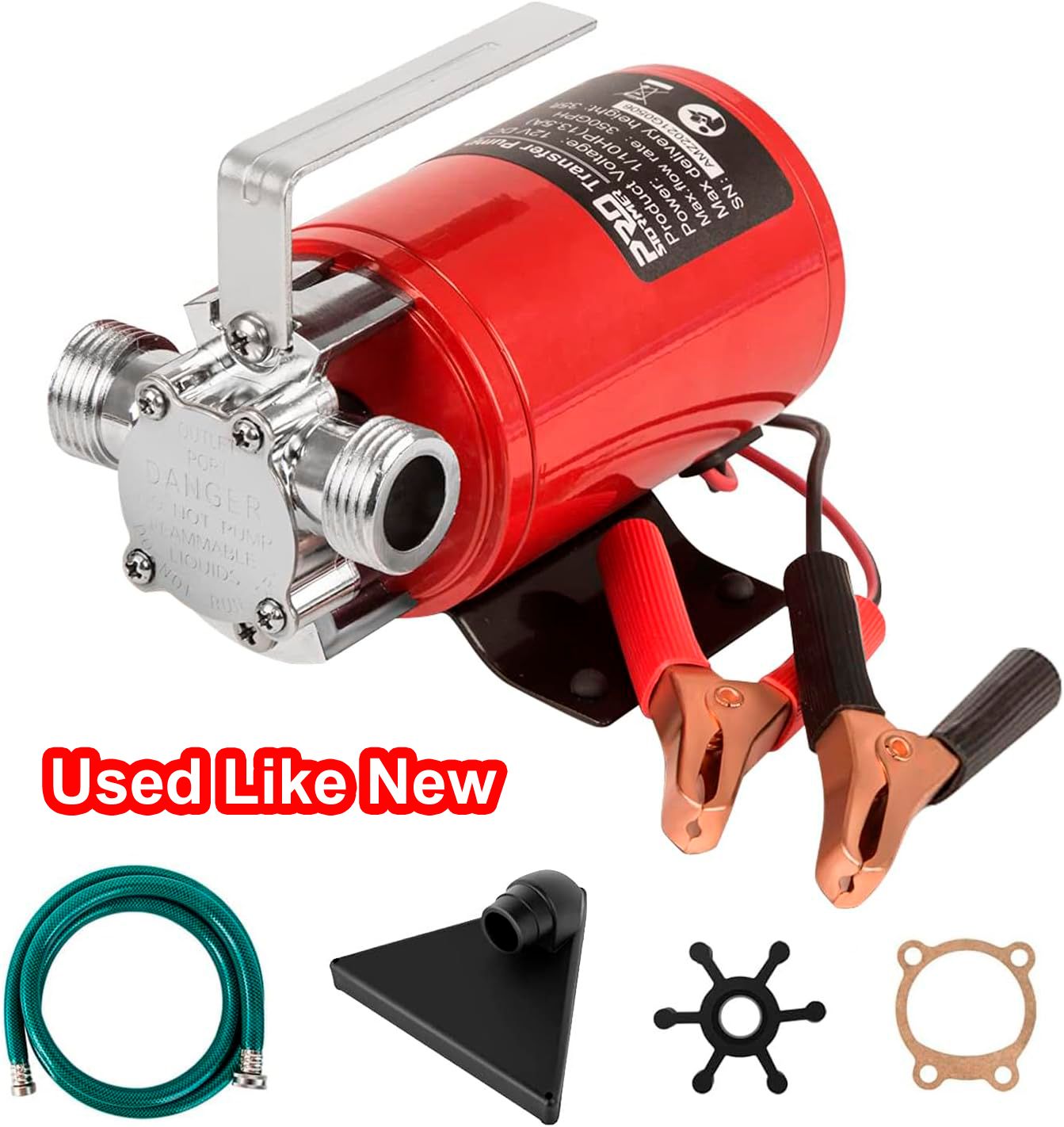 12V 350GPH Water Transfer Pump 1/10HP Electric Portable Utility Pump Hose Kit Included