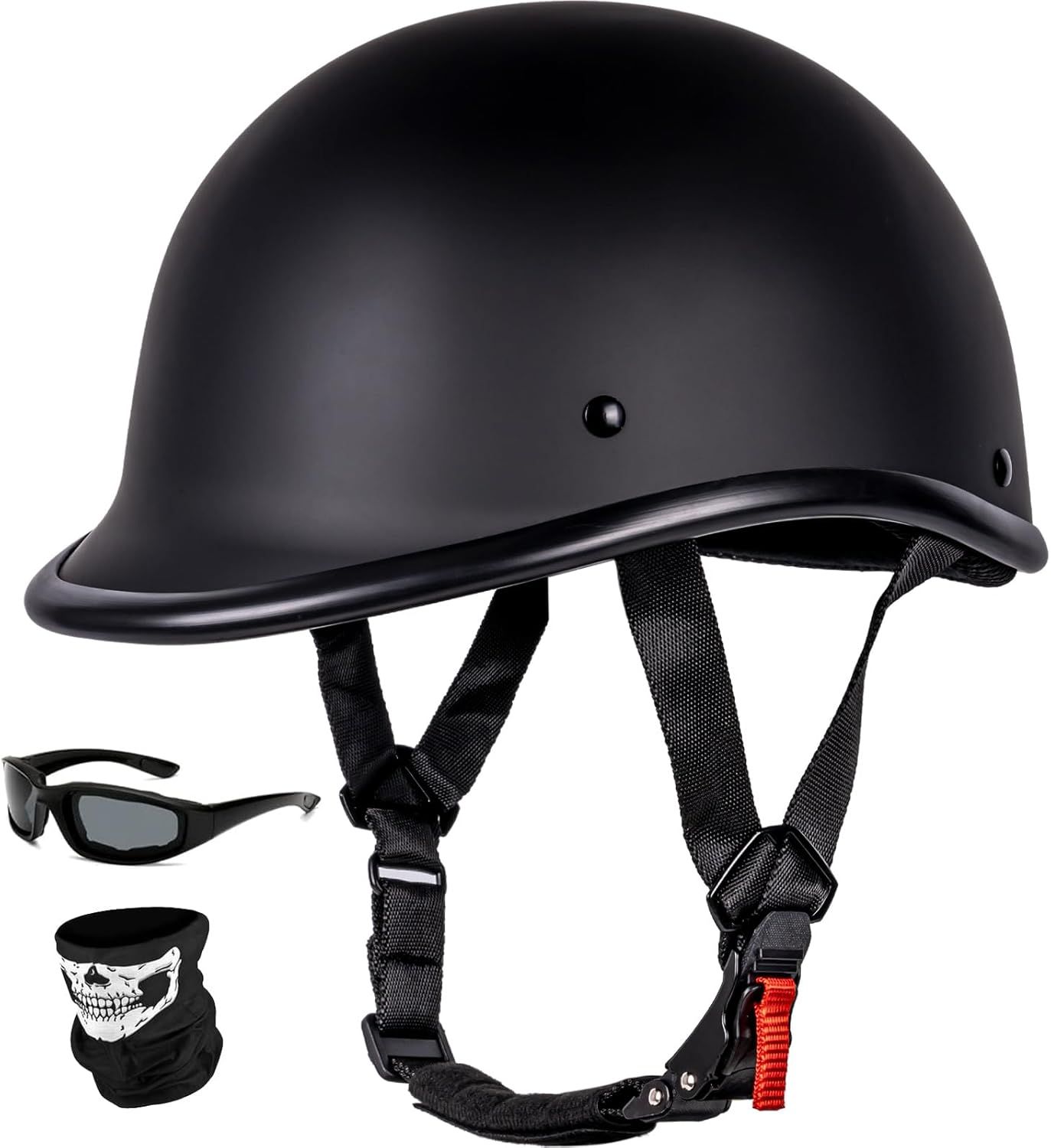 Vintage Motorcycle Half Helmet DOT Approved Matte Black XXL