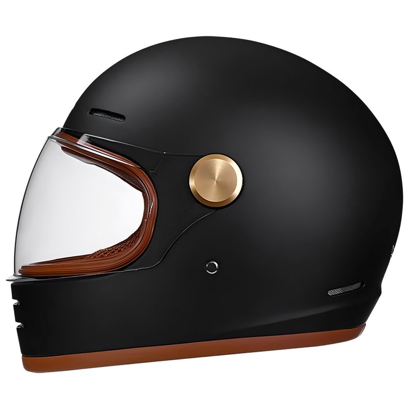 Motorcycle Full Face Helmet Vintage DOT Approved Lightweight Cruiser Riding Matte Black Size: L