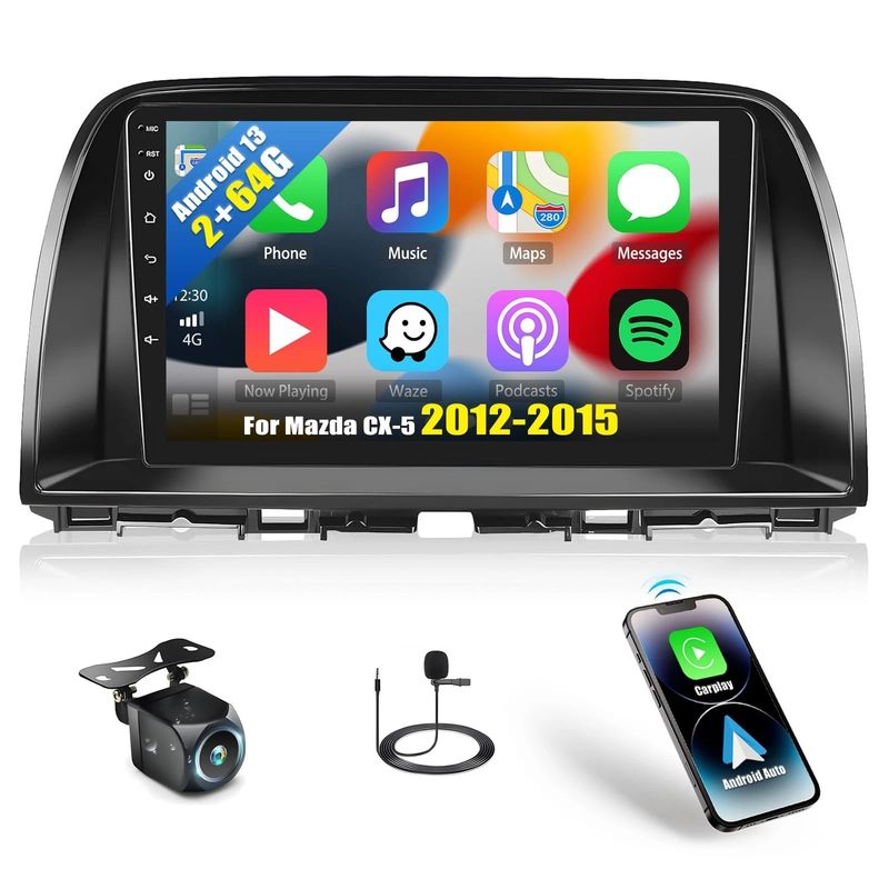 Mazda CX5 2012-2015 Screen 9 inch Stereo Android Auto CarPlay GPS WiFi Bluetooth Backup Camera