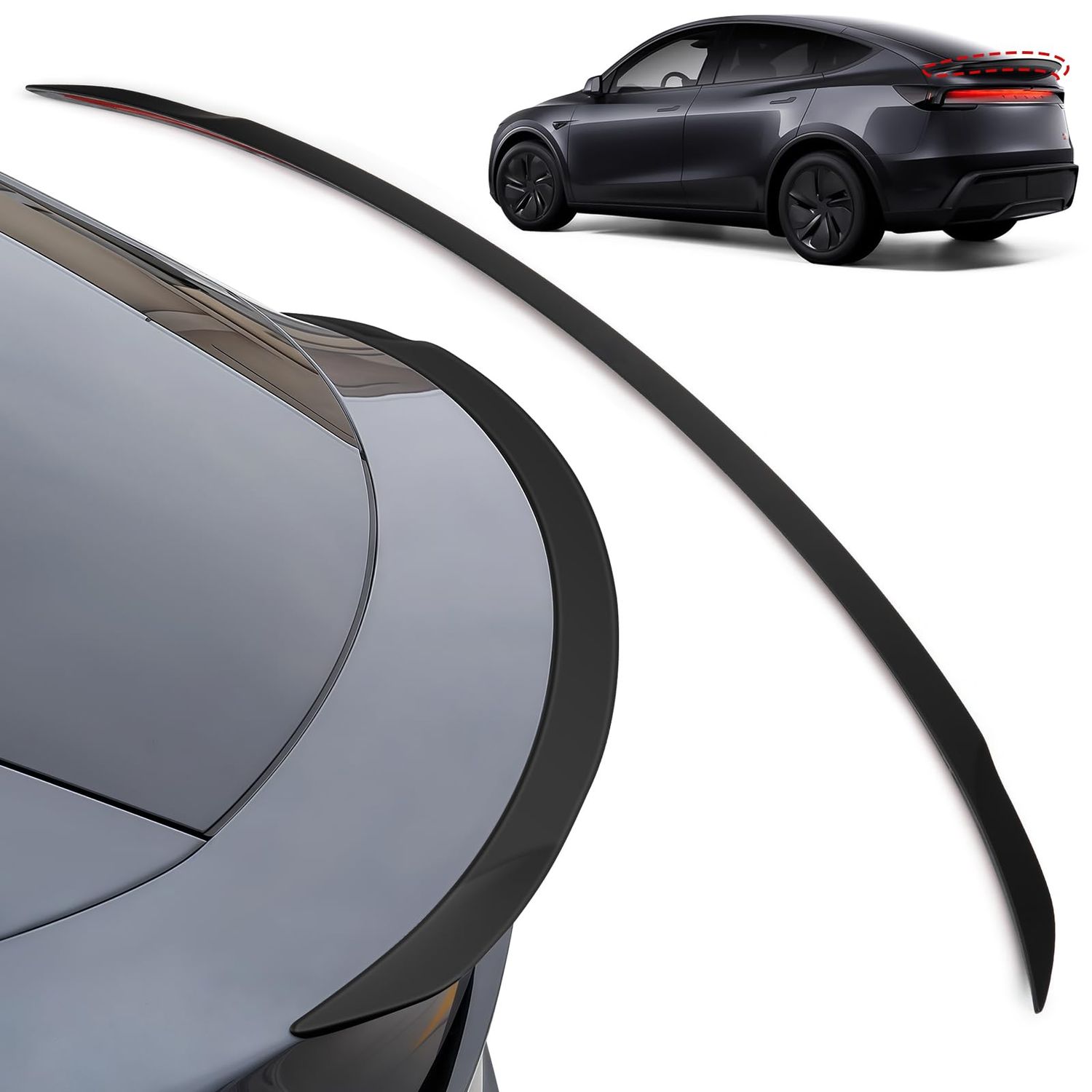Tesla Model Y Juniper 2025-2026 Rear Spoiler Matte Black OEM Style Wing