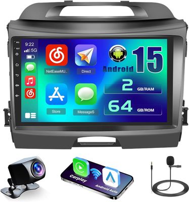 Kia Sportage 2010-2016 Screen 9 inch Stereo with Android Auto, CarPlay, GPS, WiFi &amp; Backup Camera