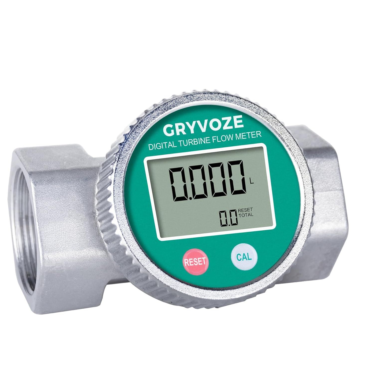 Digital Diesel Fuel Flow Meter 1.5 Inch 10.5-74 GPM Waterproof Inline NPT Thread Meter