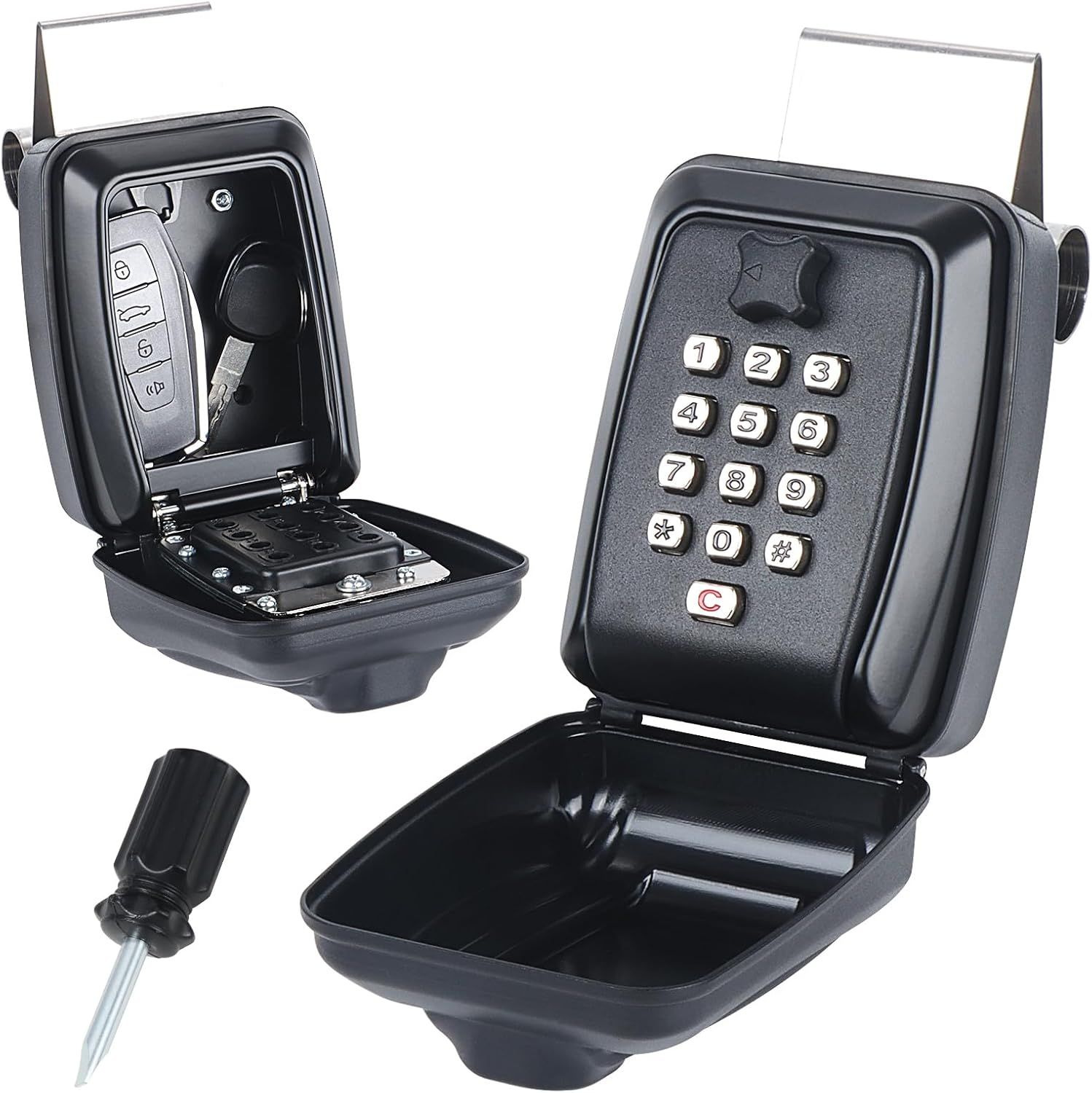 Car Window Lock Box for Turo Portable Key Lockbox Ride Share GetAround Weatherproof Black