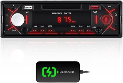 Single Din Bluetooth Car Stereo MP3 Player with USB, FM, AUX, TF &amp; LCD Display Radio