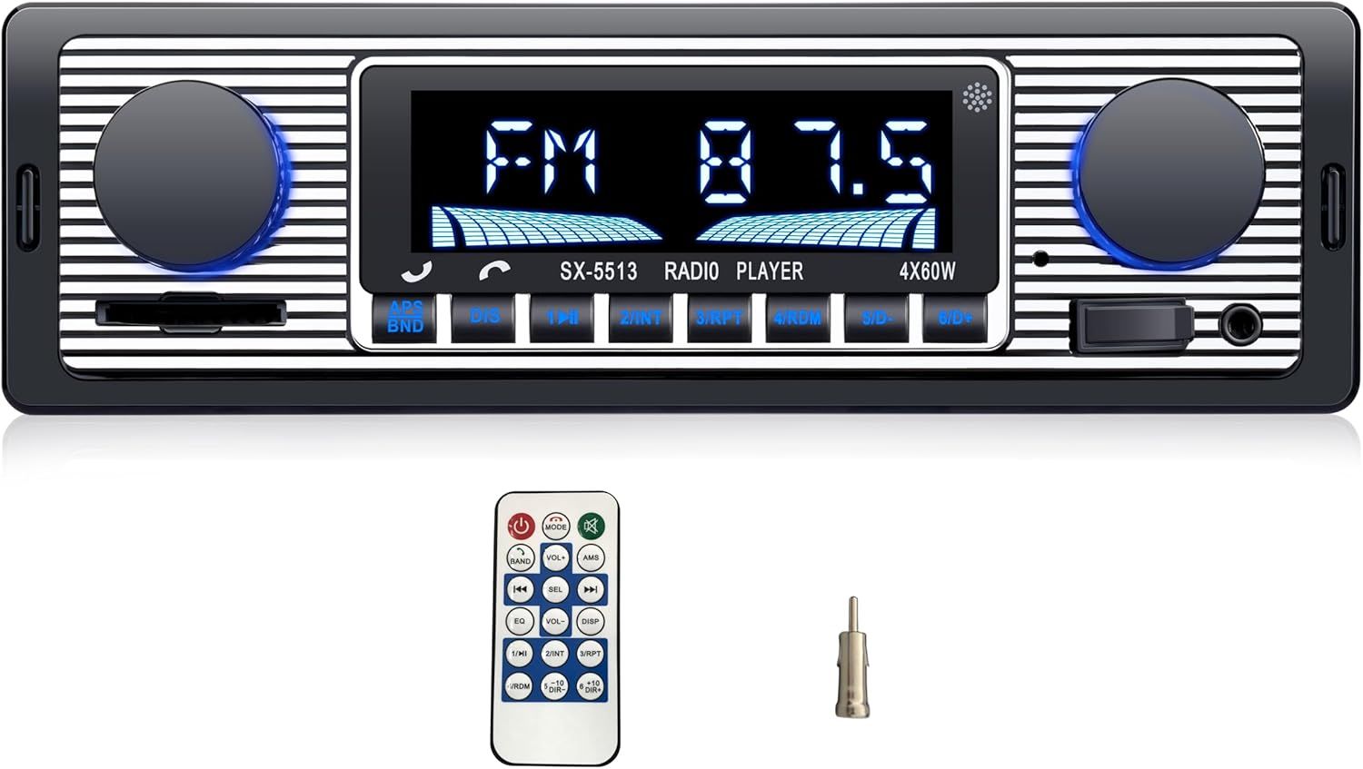 Single Din Bluetooth Car Stereo with Hands Free, USB, SD, AUX &amp; Fast Charging Radio