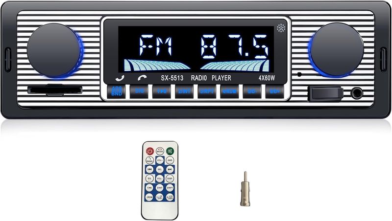 Single Din Bluetooth Car Stereo with Hands Free, USB, SD, AUX &amp; Fast Charging Radio