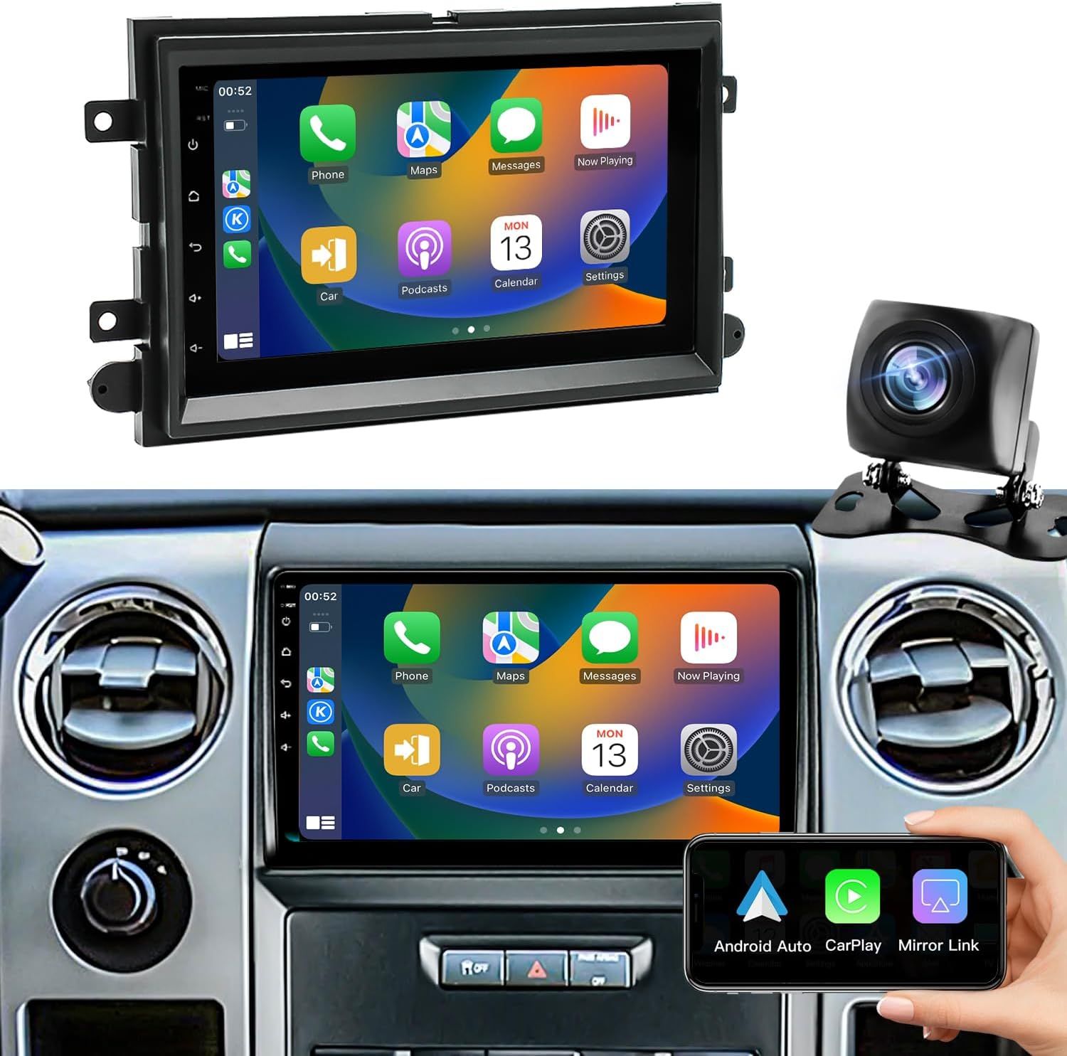 Ford F250 F350 2006-2016 Screen 7 inch Stereo with Wireless CarPlay, Android Auto, GPS &amp; Backup Camera
