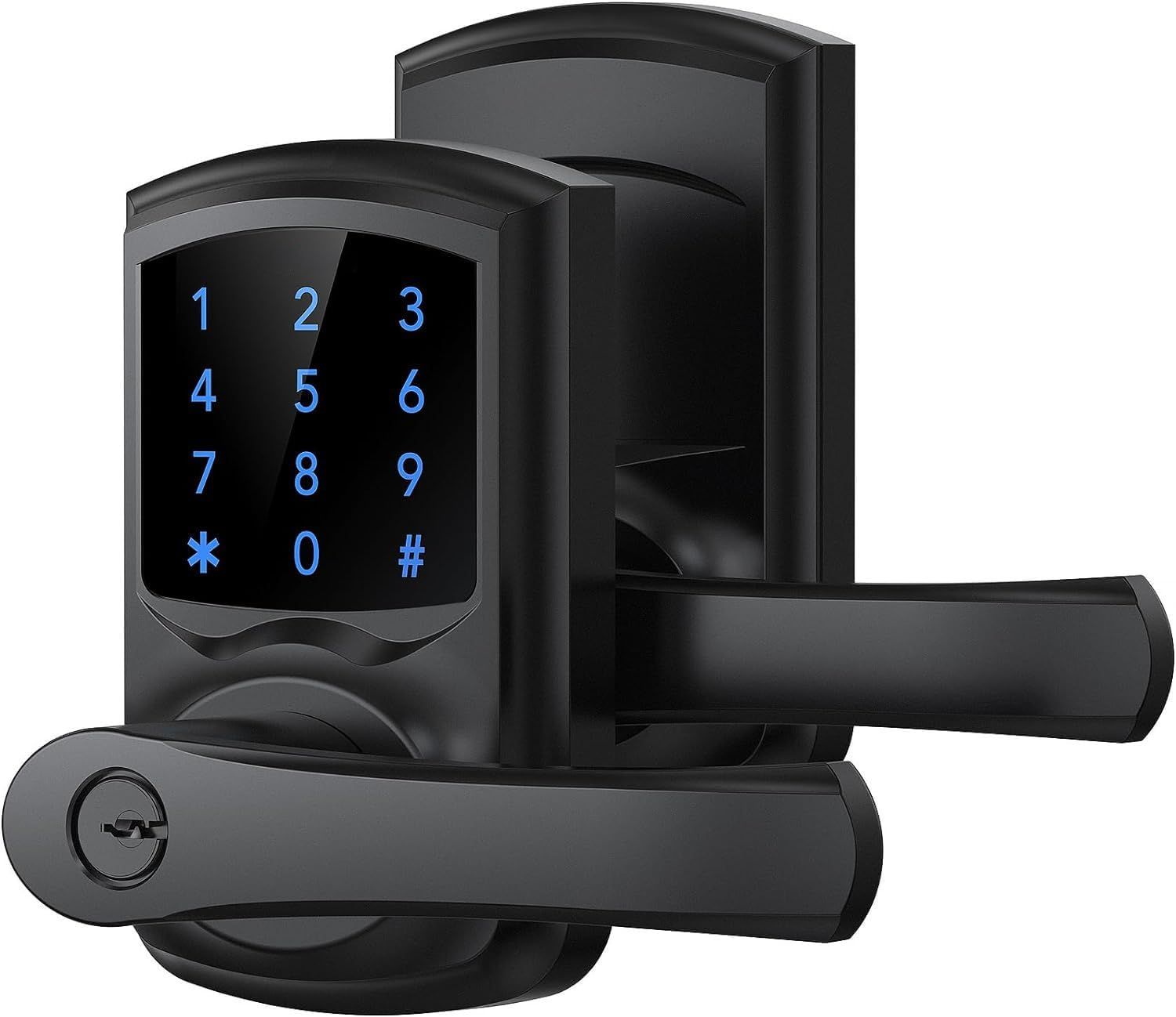 Keyless Entry Smart Door Lock with Handle Digital Keypad Touchscreen Auto Lock Matte Black