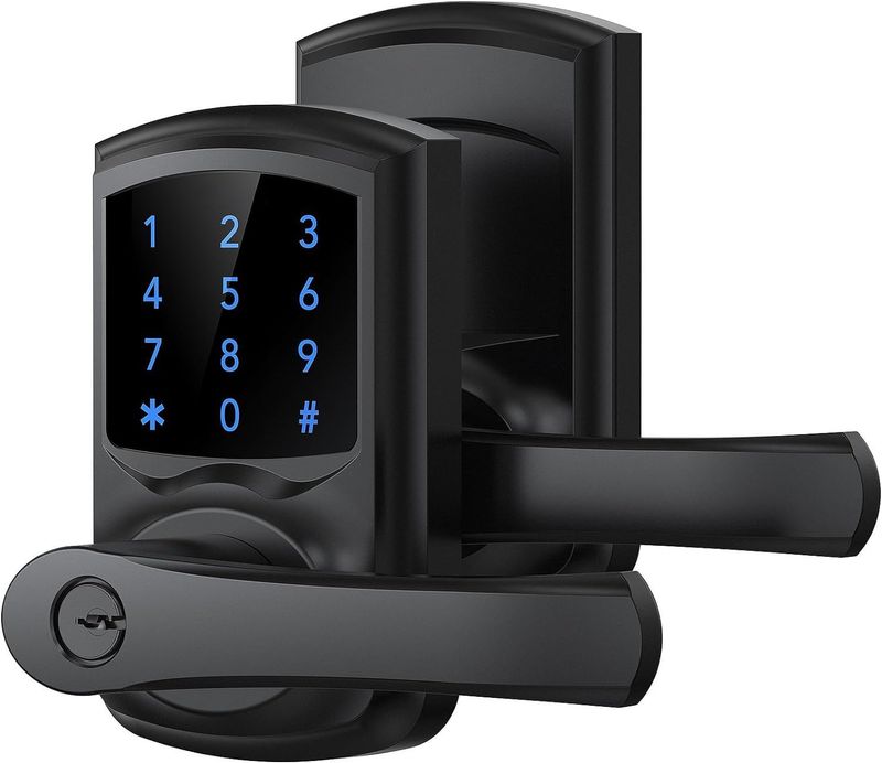 Keyless Entry Smart Door Lock with Handle Digital Keypad Touchscreen Auto Lock Matte Black