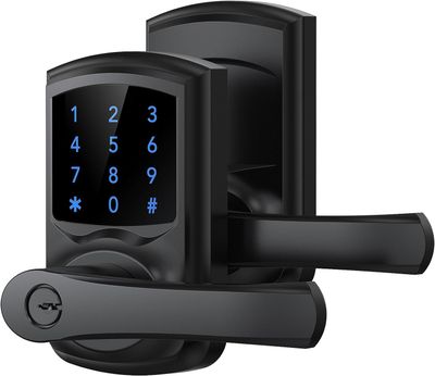Keyless Entry Smart Door Lock with Handle Digital Keypad Touchscreen Auto Lock Matte Black