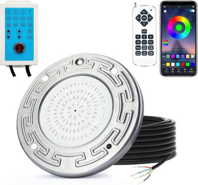6 Inch LED Pool Light 20W Color Changing For Inground Pool With Remote Control, App &amp; 100FT Cord