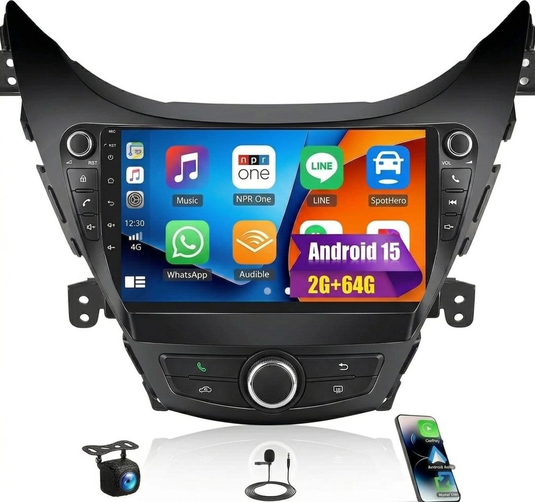 Hyundai Elantra 2011-2013 Screen 9 inch Stereo with Android Auto, CarPlay, GPS &amp; Backup Camera