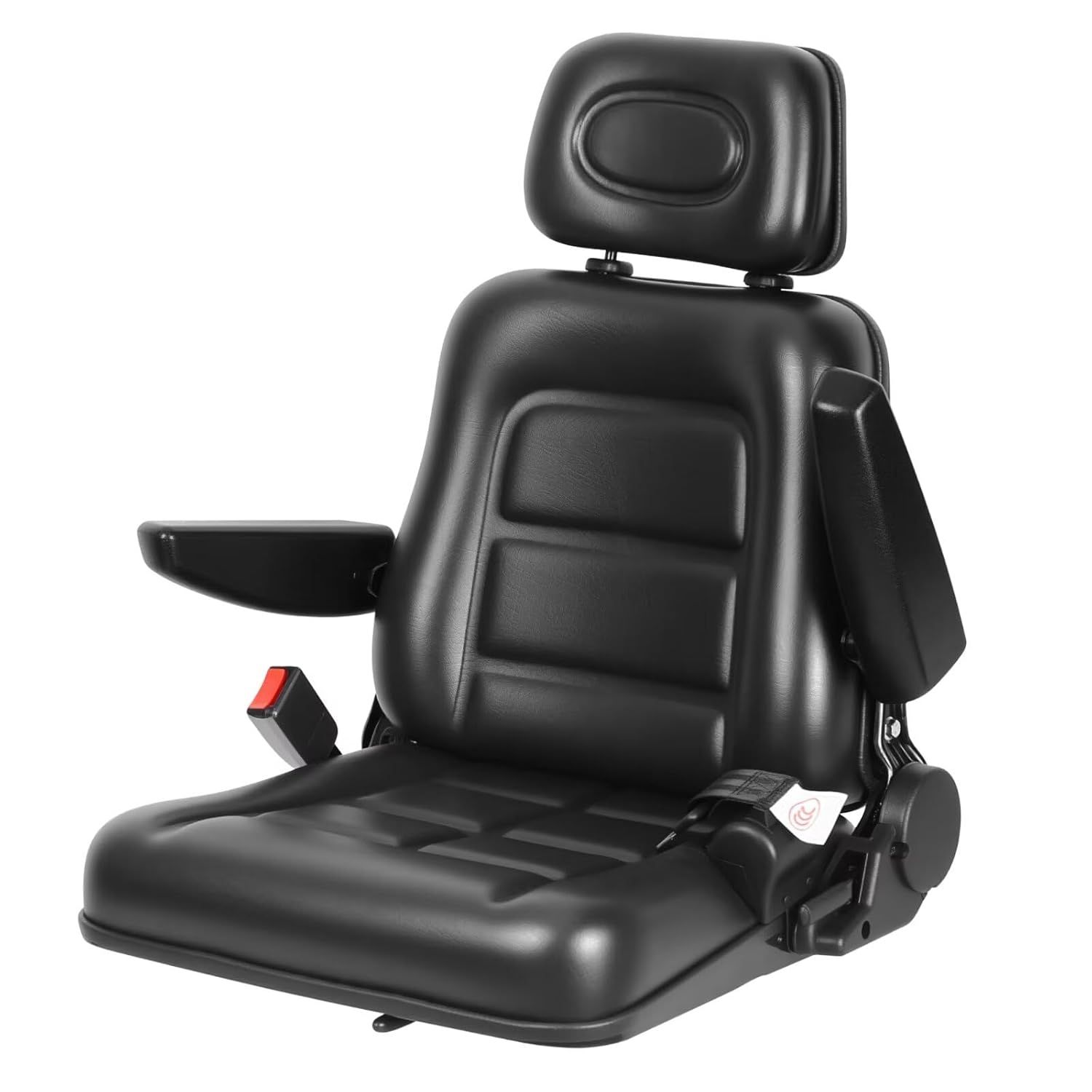 Excavator, Skid Steer, Tractor &amp; Forklift Tractor Seat with Adjustable Backrest Armrest &amp; Safety Belt