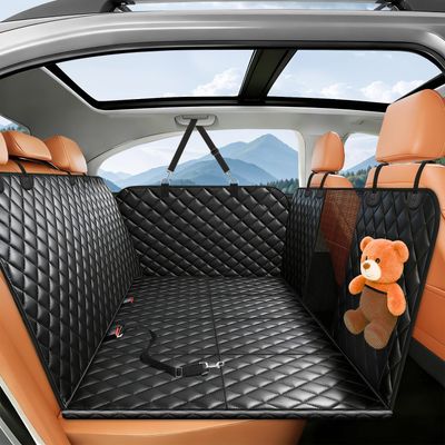 Dog Back Seat Extender Hard Bottom PU Leather Waterproof Hammock Holds 400LBS For Car SUV &amp; Trucks