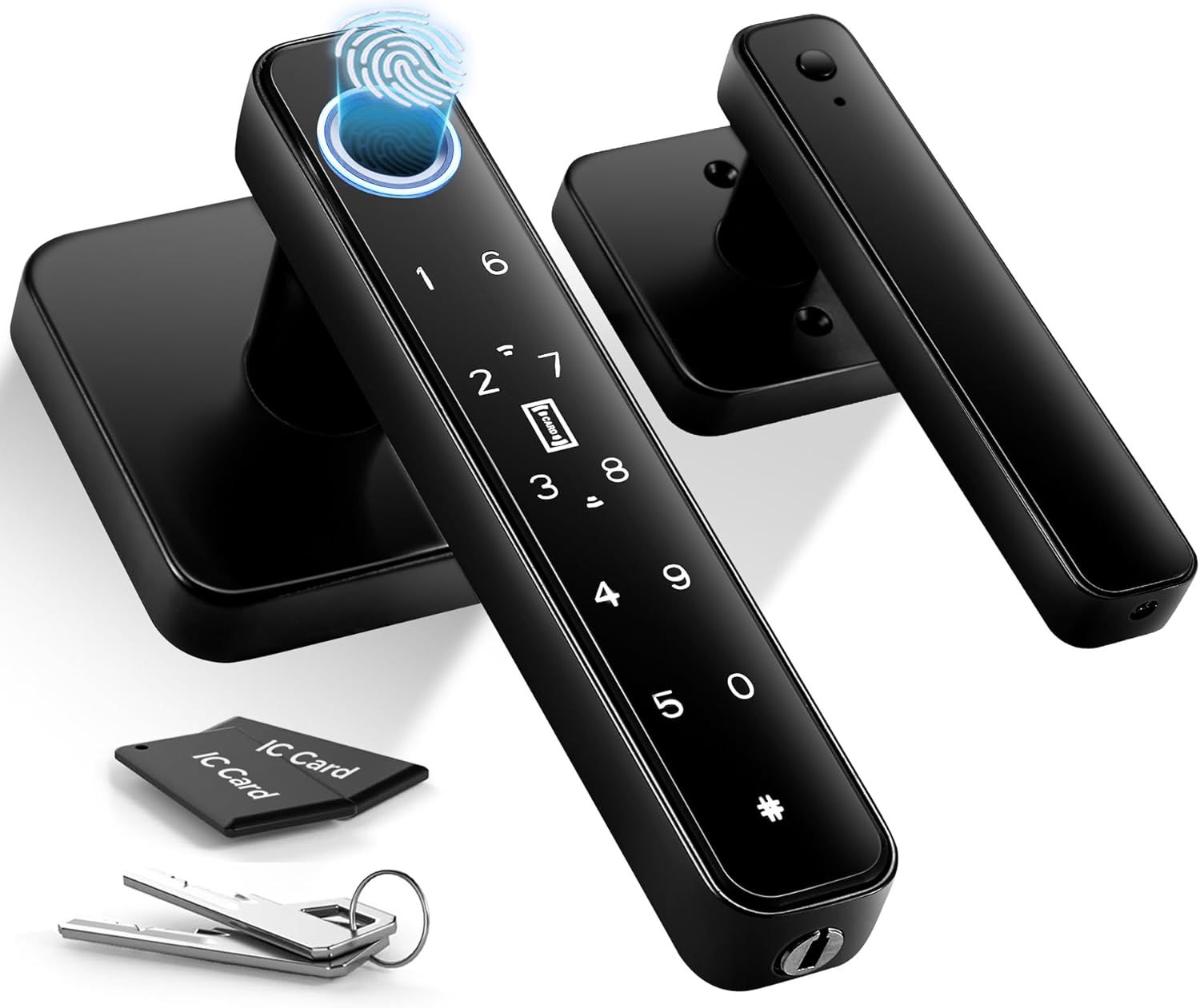 Smart Fingerprint Door Knob Lock Keypad Code with IC Card, Key, Auto Lock with No App