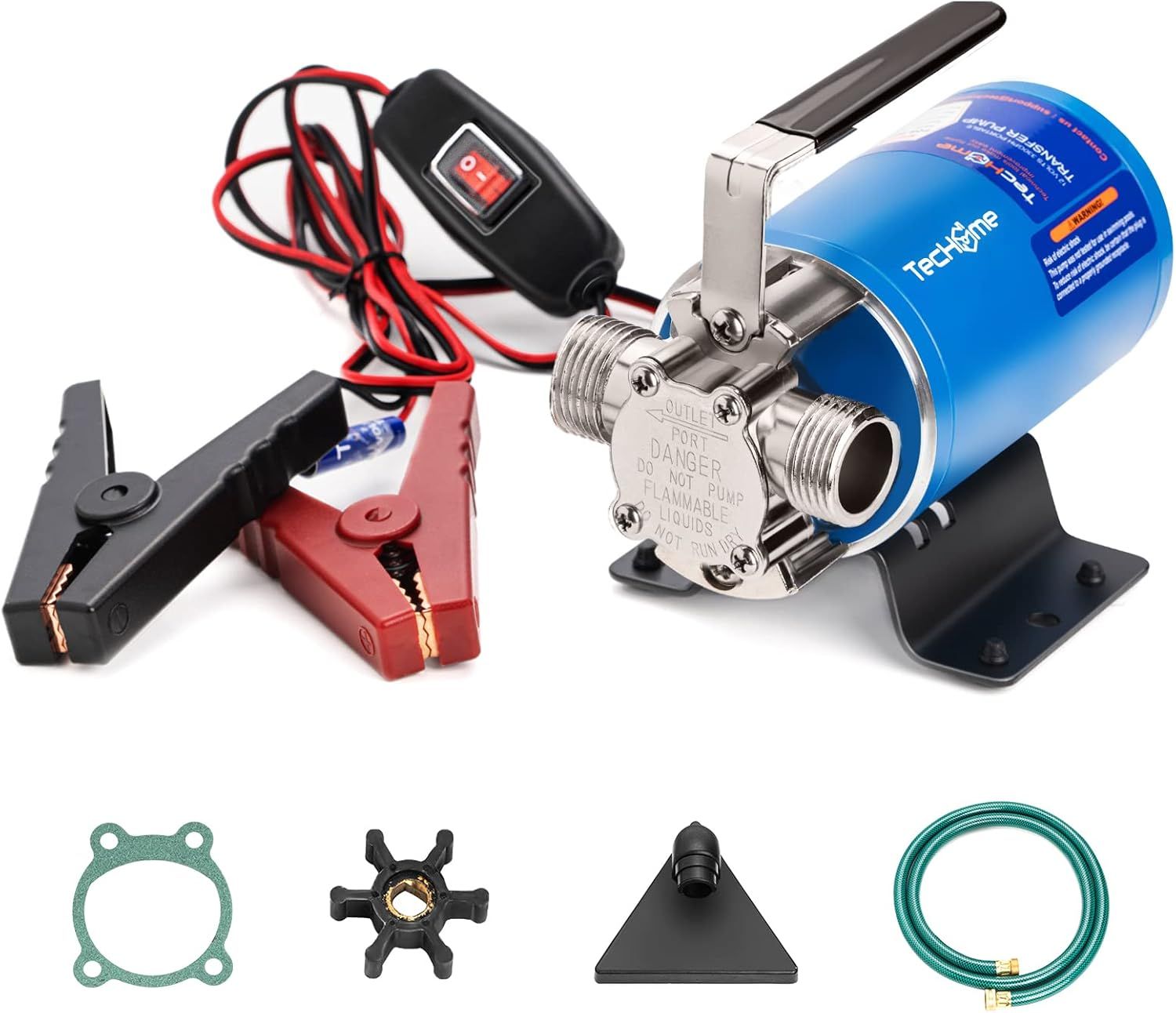 12V Water Transfer Pump Portable Utility Pump With On/Off Switch, Suction &amp; Hose Kit