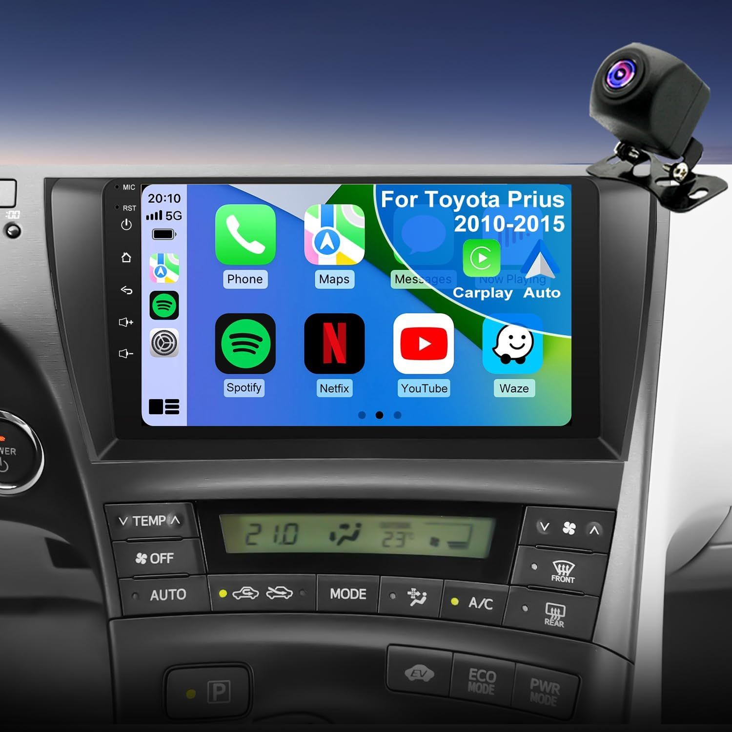 Toyota Prius 2010-2015 Screen 9 inch Stereo With Wireless CarPlay, Android Auto, GPS &amp; Backup Camera