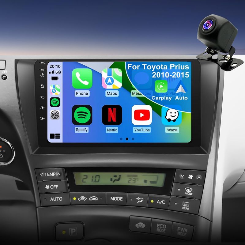 Toyota Prius 2010-2015 Screen 9 inch Stereo With Wireless CarPlay, Android Auto, GPS &amp; Backup Camera