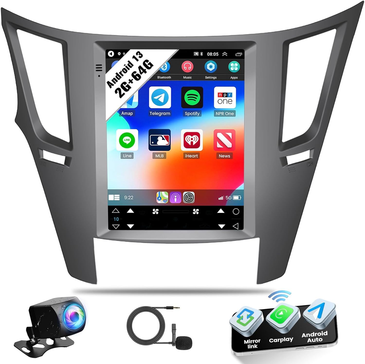 Subaru Outback Legacy 2010-2014 Screen 9.7 inch Stereo With Wireless CarPlay, Gps &amp; Backup Camera