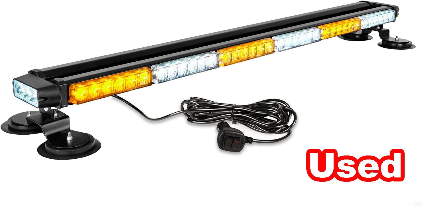 38.5 Inch 78 LED Strobe Light Bar Amber/White Magnetic Emergency Beacon For Construction Vehicles